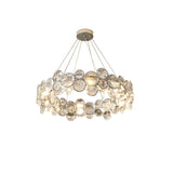 Modern Round Crystal Chandelier in Chrome Finish Elegant Flush Mount Ceiling Lighting