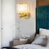 Modern Round Crystal Glass Wall Sconce Plug In Luxury Postmodern Lighting for Bedroom