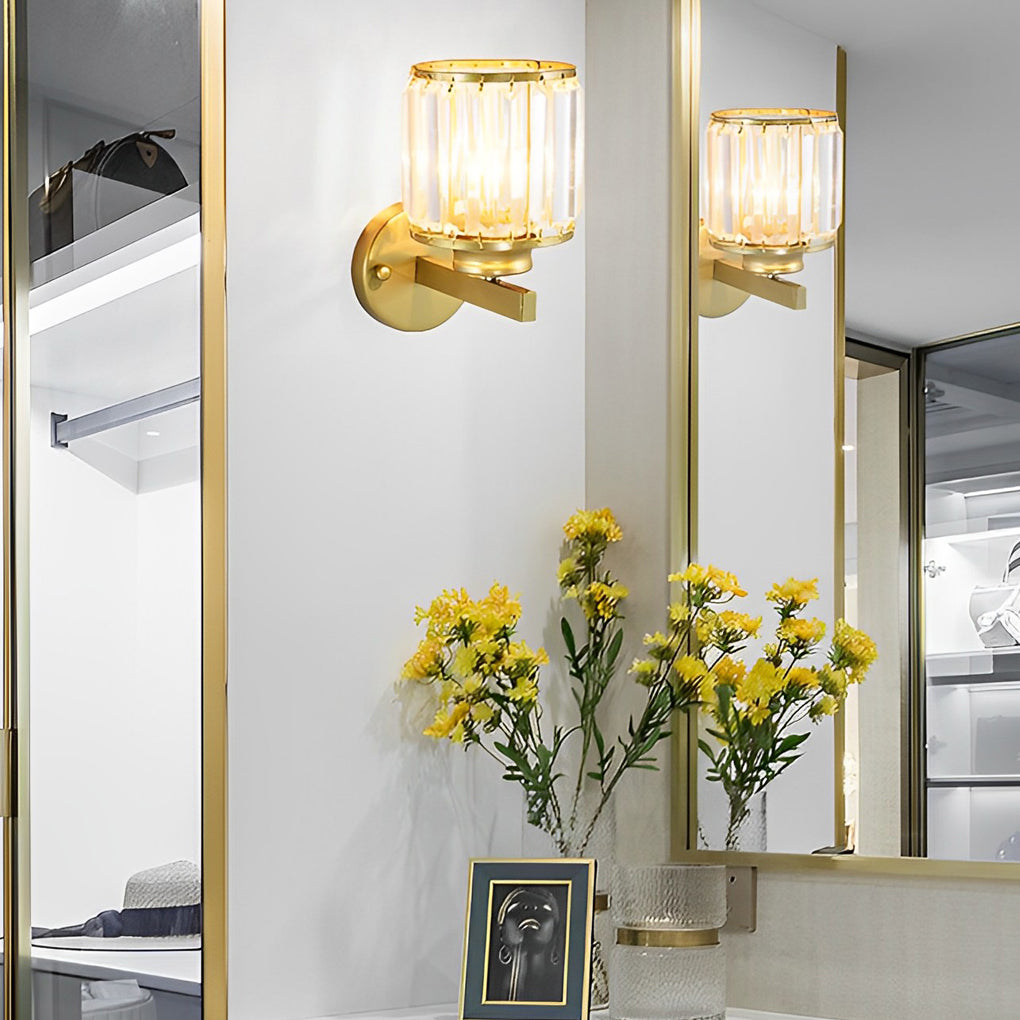 Modern Round Crystal Glass Wall Sconce Plug In Luxury Postmodern Lighting for Bedroom