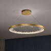 Modern Round Crystal LED Pendant Light Gold Floating Ring Chandelier Ceiling Fixture