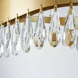 Modern Round Crystal Stick LED Chandelier Pendant Light with Copper Finish for Living and Dining Rooms