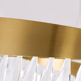 Modern Round Crystal Stick LED Chandelier Pendant Light with Copper Finish for Living and Dining Rooms