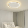 Dimmable Round LED Flush Mount Ceiling Light with Modern Hollow Edge Design for Bedroom
