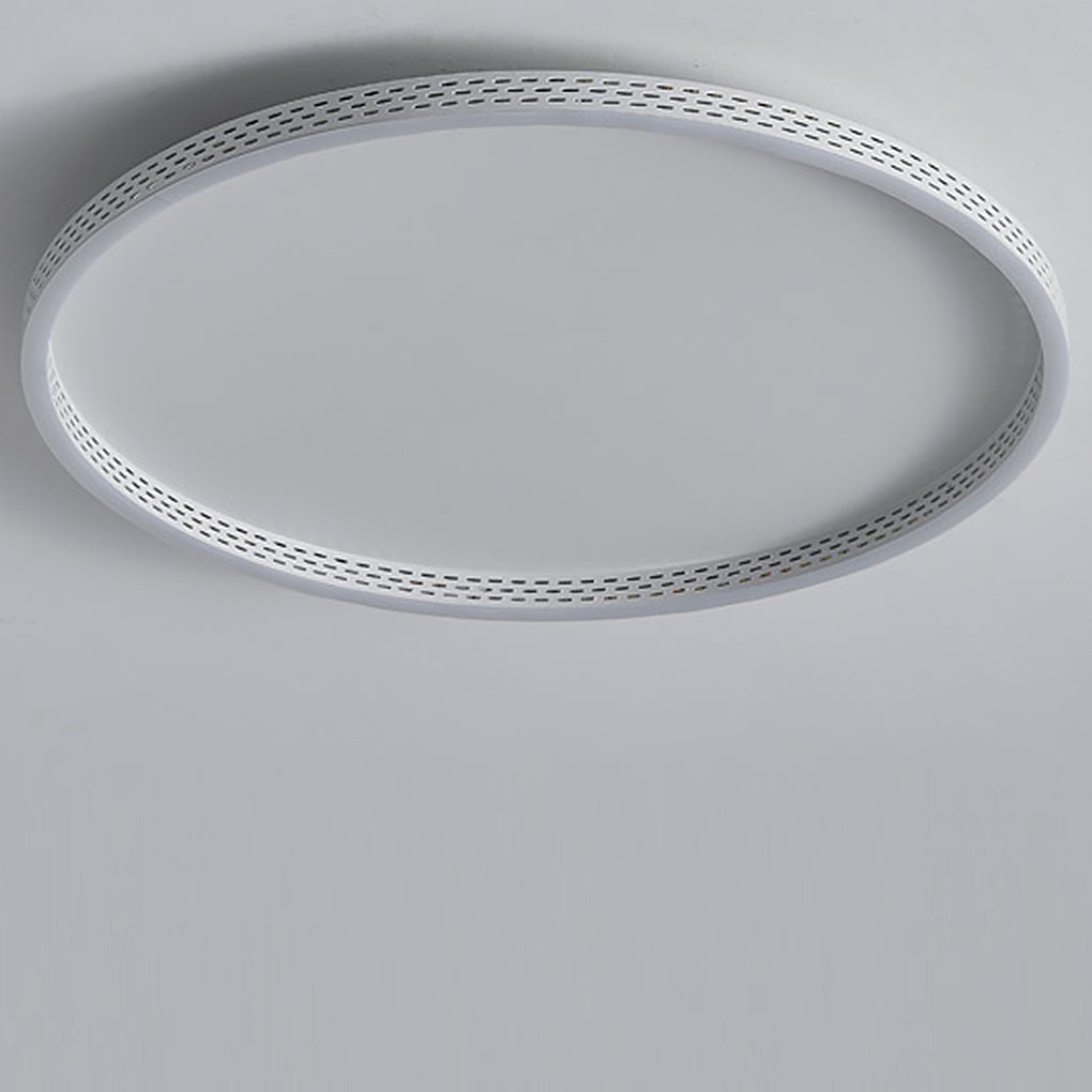 Dimmable Round LED Flush Mount Ceiling Light with Modern Hollow Edge Design for Bedroom