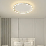 Dimmable Round LED Flush Mount Ceiling Light with Modern Hollow Edge Design for Bedroom