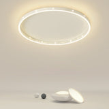 Dimmable Round LED Flush Mount Ceiling Light with Modern Hollow Edge Design for Bedroom