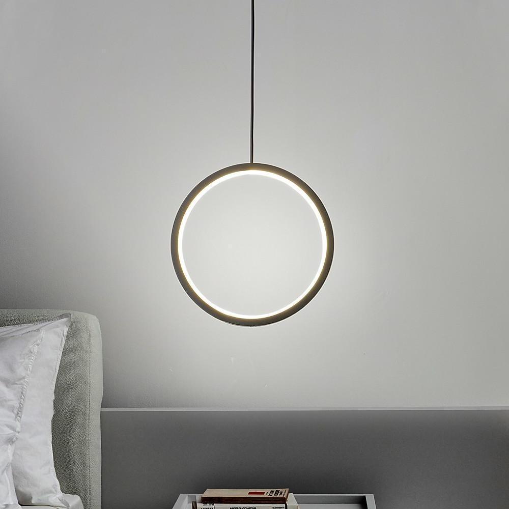 Modern Round Dual LED Pendant Light with Acrylic Shade for Living Room and Dining Area