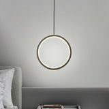 Modern Round Dual LED Pendant Light with Acrylic Shade for Living Room and Dining Area