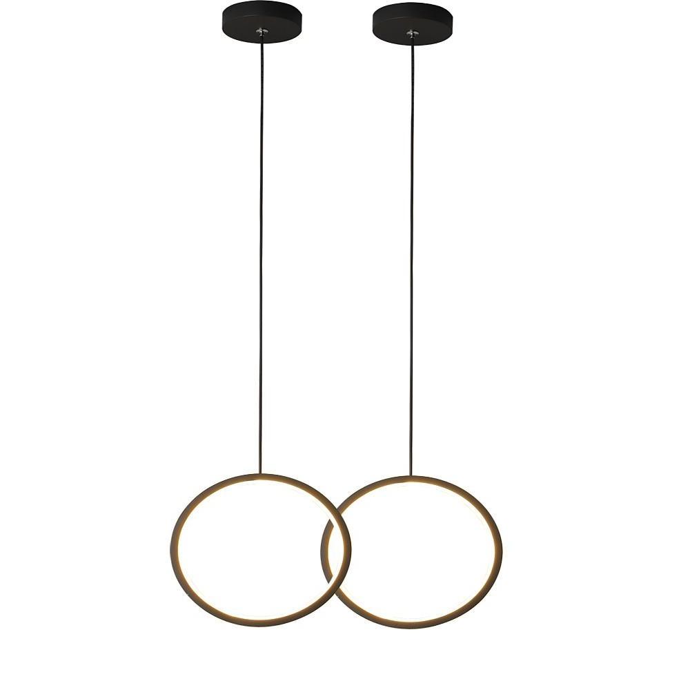 Modern Round Dual LED Pendant Light with Acrylic Shade for Living Room and Dining Area