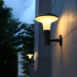 Modern Round Flower Solar Wall Lamp Waterproof Outdoor LED Sconce in Black