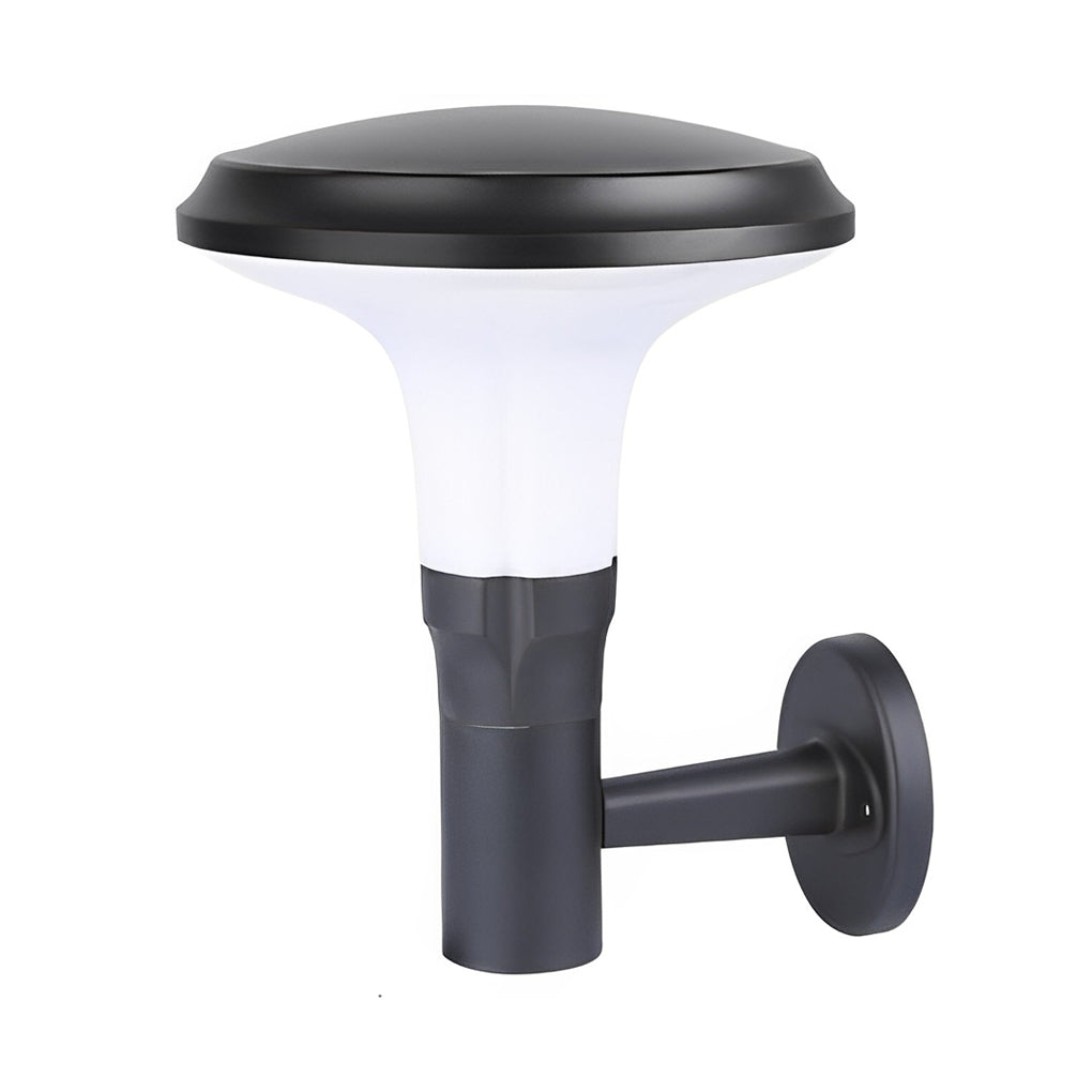 Modern Round Flower Solar Wall Lamp Waterproof Outdoor LED Sconce in Black
