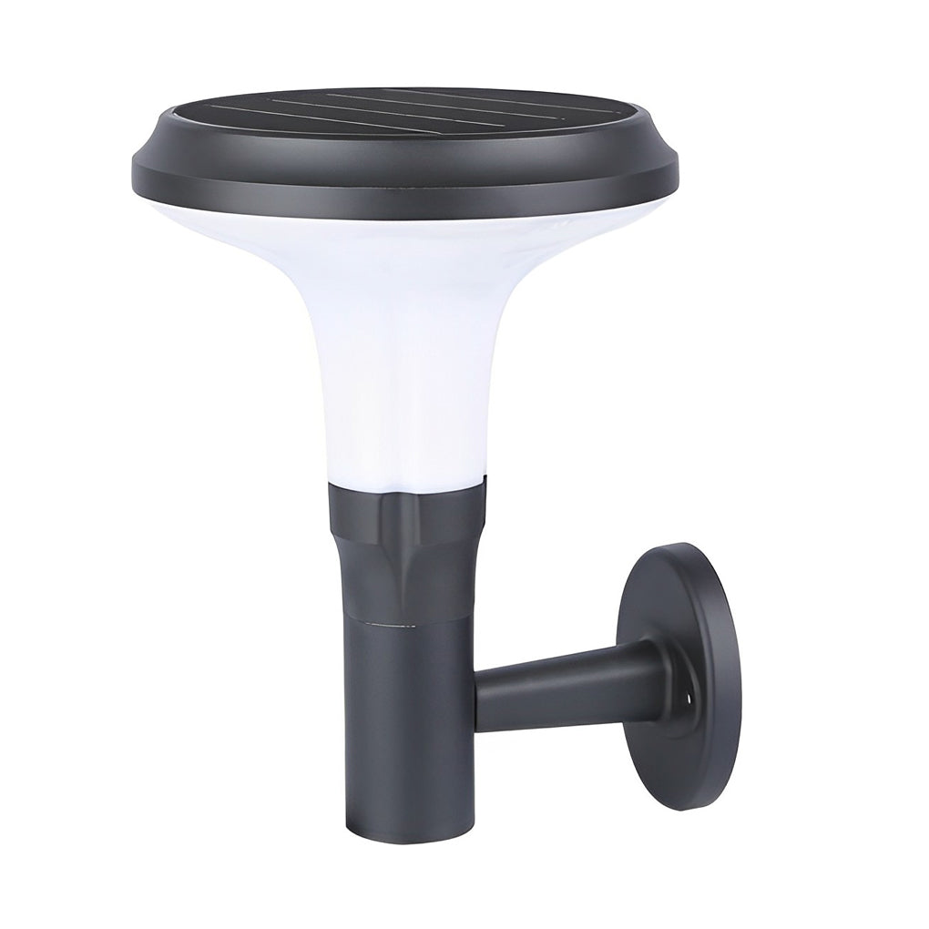 Modern Round Flower Solar Wall Lamp Waterproof Outdoor LED Sconce in Black