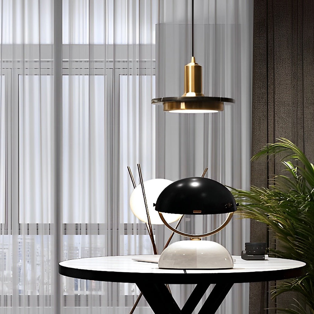 Modern Round Flying Saucer LED Pendant Light Electroplated Iron Kitchen Island Hanging Lamp