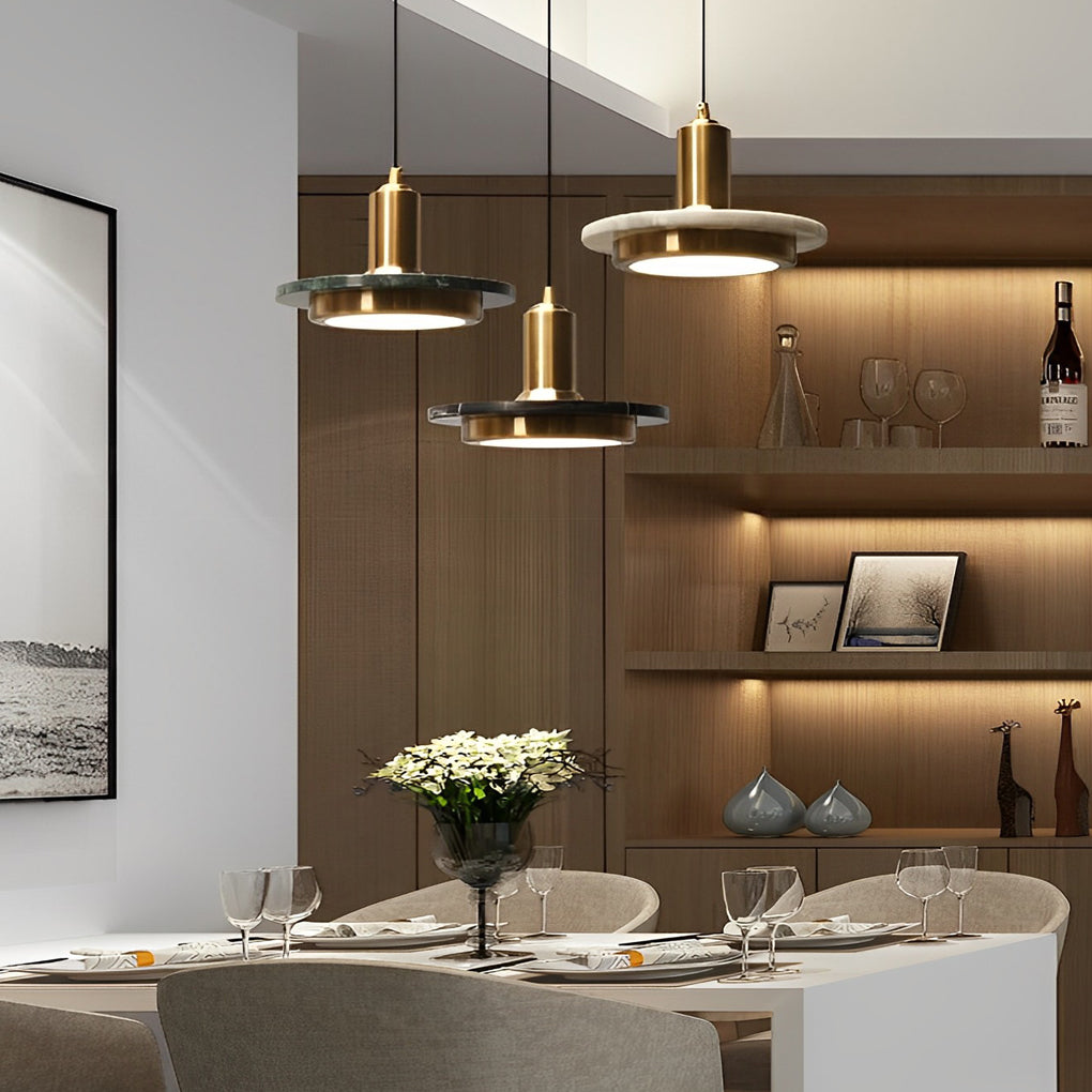 Modern Round Flying Saucer LED Pendant Light Electroplated Iron Kitchen Island Hanging Lamp