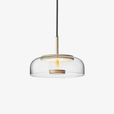Modern Round Glass and Brass Pendant Light Fixture for Contemporary Interior Lighting