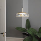 Modern Round Glass and Brass Pendant Light Fixture for Contemporary Interior Lighting