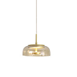 Modern Round Glass and Brass Pendant Light Fixture for Contemporary Interior Lighting