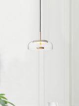 Modern Round Glass and Brass Pendant Light Fixture for Contemporary Interior Lighting