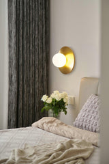 Modern Round Glass Art Sconce Wall Lamp Celestial Moon Design for Hallway and Bedroom