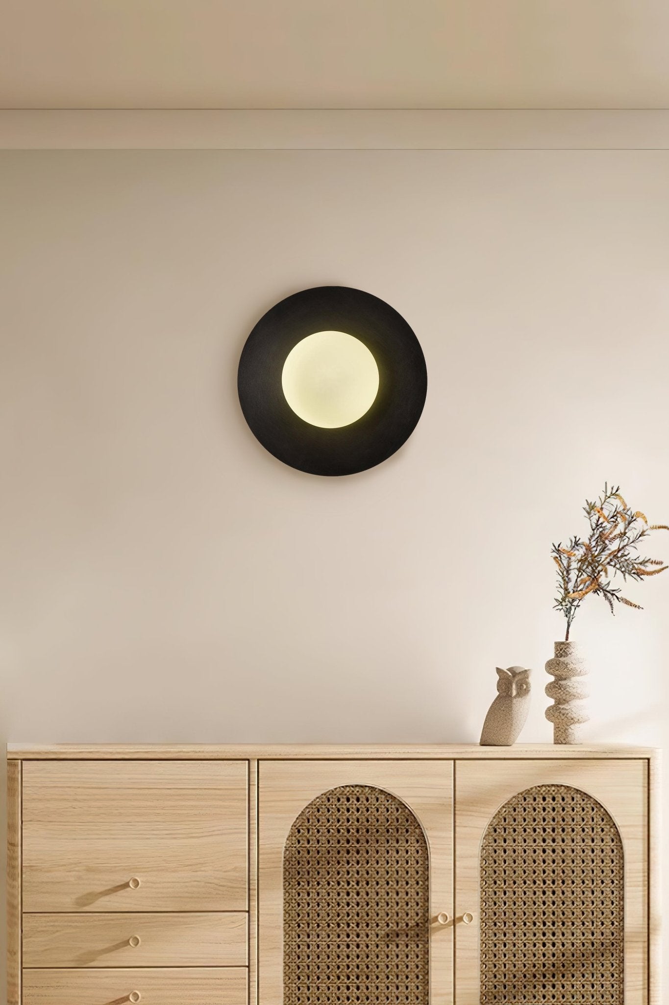 Modern Round Glass Art Sconce Wall Lamp Celestial Moon Design for Hallway and Bedroom