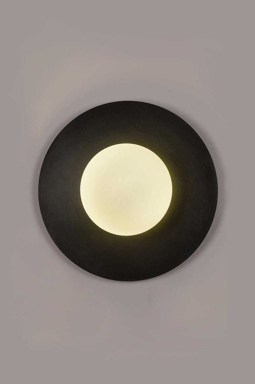 Modern Round Glass Art Sconce Wall Lamp Celestial Moon Design for Hallway and Bedroom