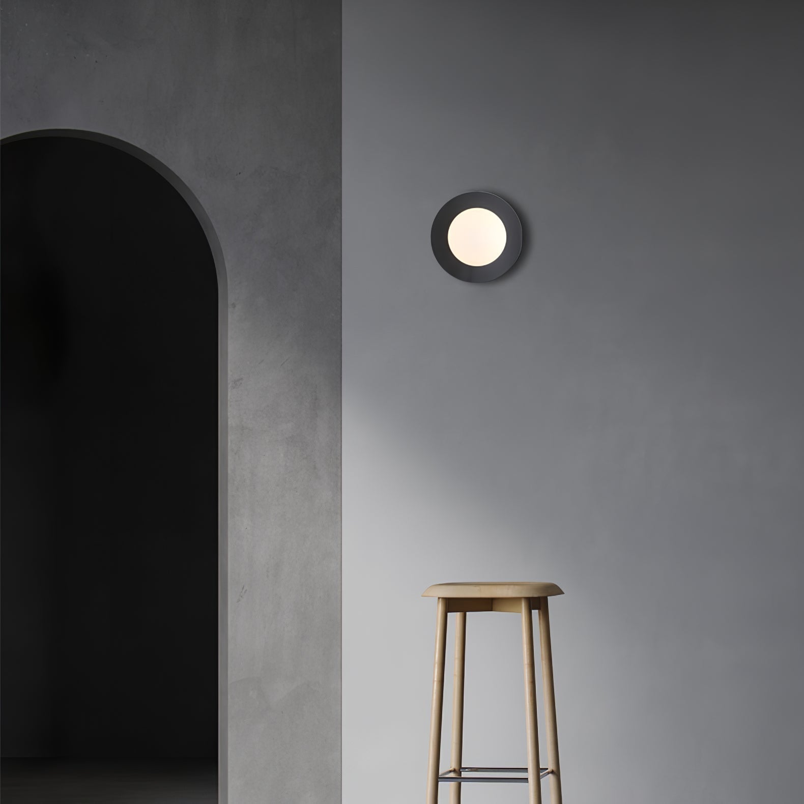 Modern Round Glass Art Sconce Wall Lamp Celestial Moon Design for Hallway and Bedroom