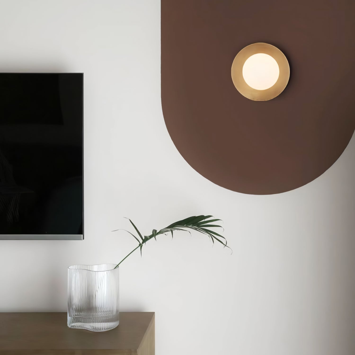 Modern Round Glass Art Sconce Wall Lamp Celestial Moon Design for Hallway and Bedroom