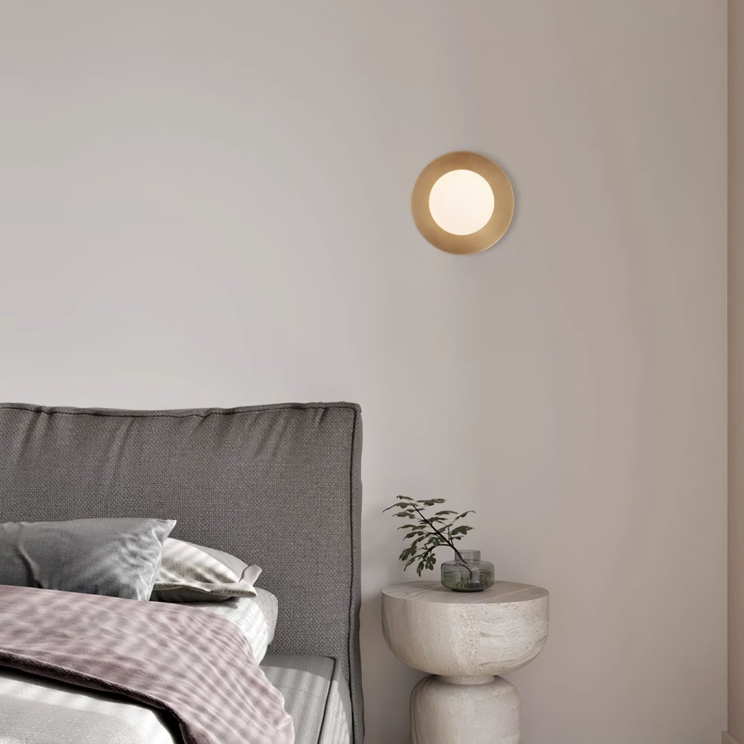 Modern Round Glass Art Sconce Wall Lamp Celestial Moon Design for Hallway and Bedroom