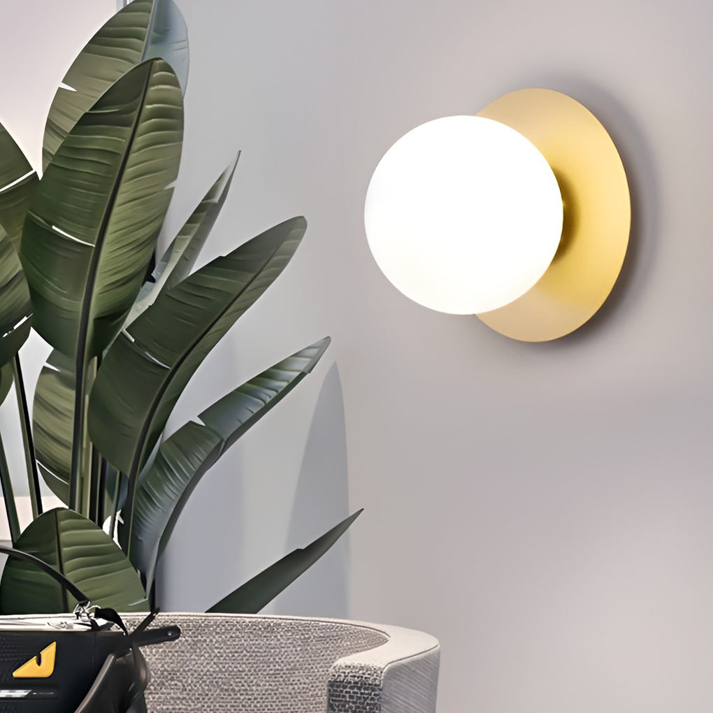 Modern Round Glass Ball Wall Sconce 12W LED Indoor Lighting for Bedroom Bedside and Living Room