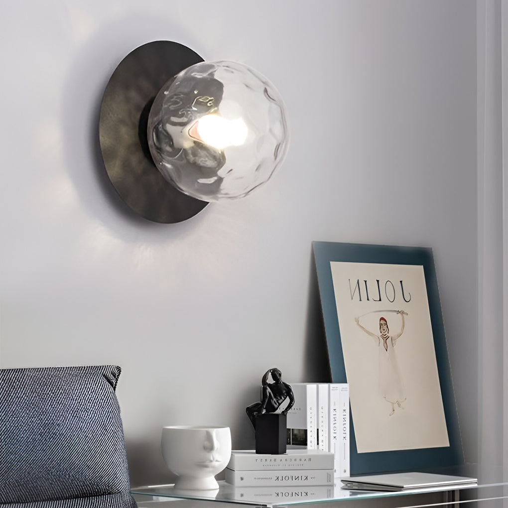 Modern Round Glass Ball Wall Sconce 12W LED Indoor Lighting for Bedroom Bedside and Living Room