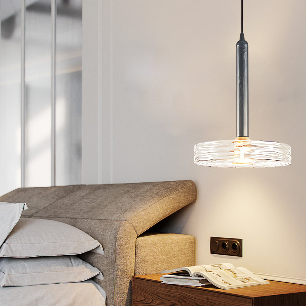 Modern Round Glass Pendant Light Amber Smoke Gray Nordic Chandelier for Kitchen Island