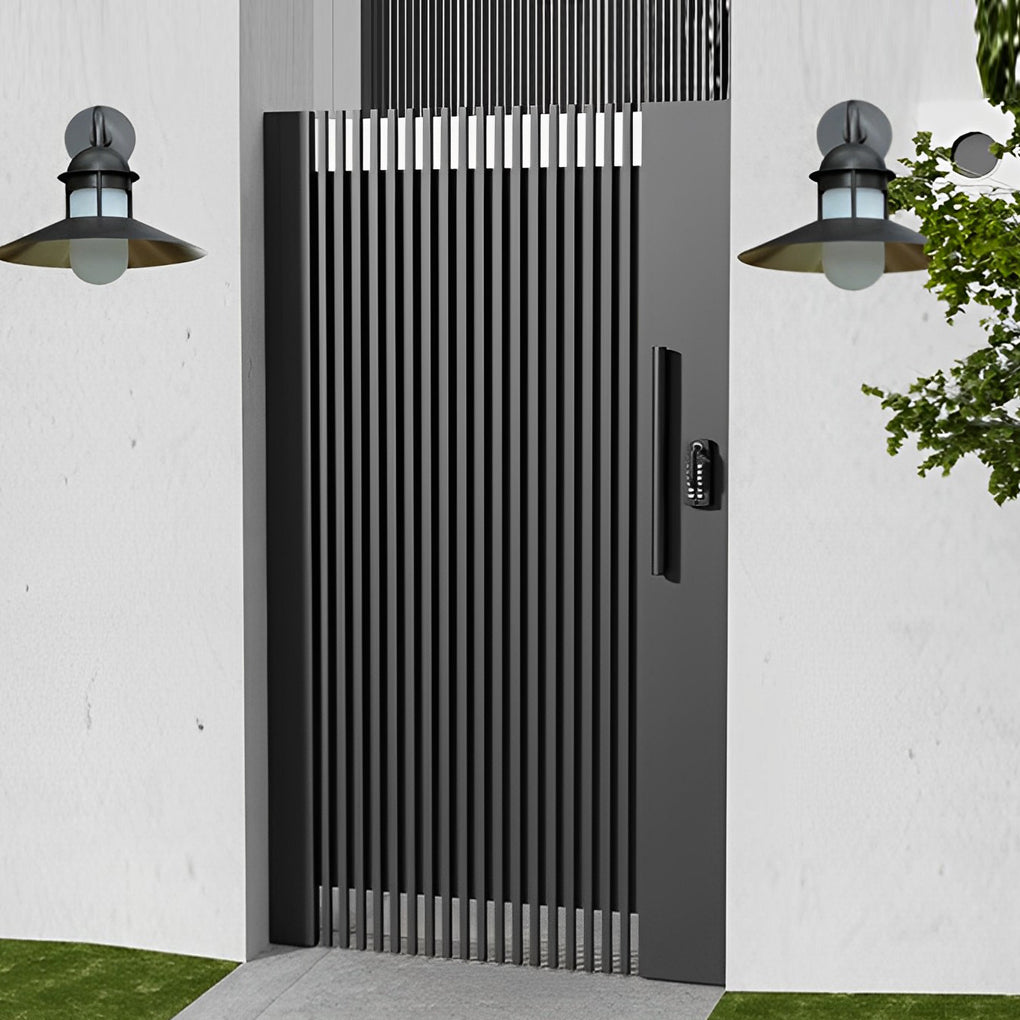 Modern Round Iron and Glass Outdoor Wall Lantern Waterproof Exterior Lighting Sconce in Black Finish