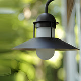 Modern Round Iron and Glass Outdoor Wall Lantern Waterproof Exterior Lighting Sconce in Black Finish