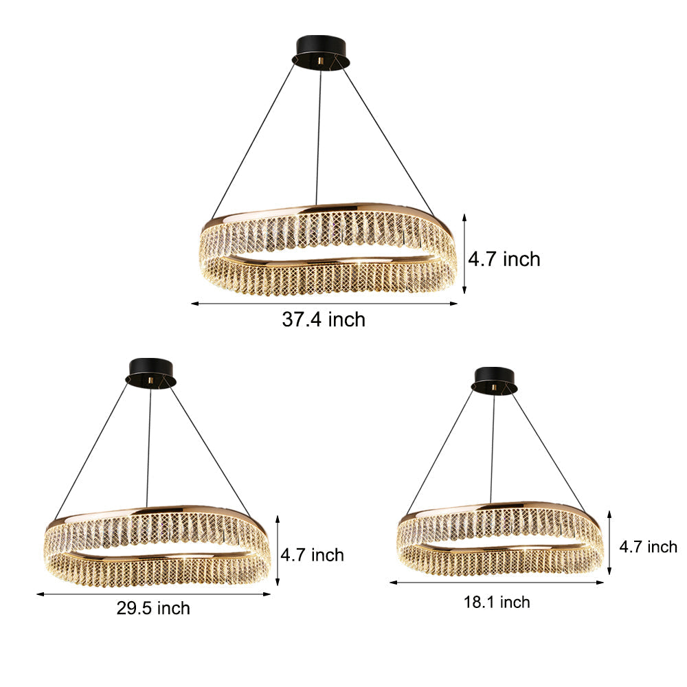 Modern Round K9 Crystal LED Chandelier Luxury 3 Step Dimming Pendant Lighting