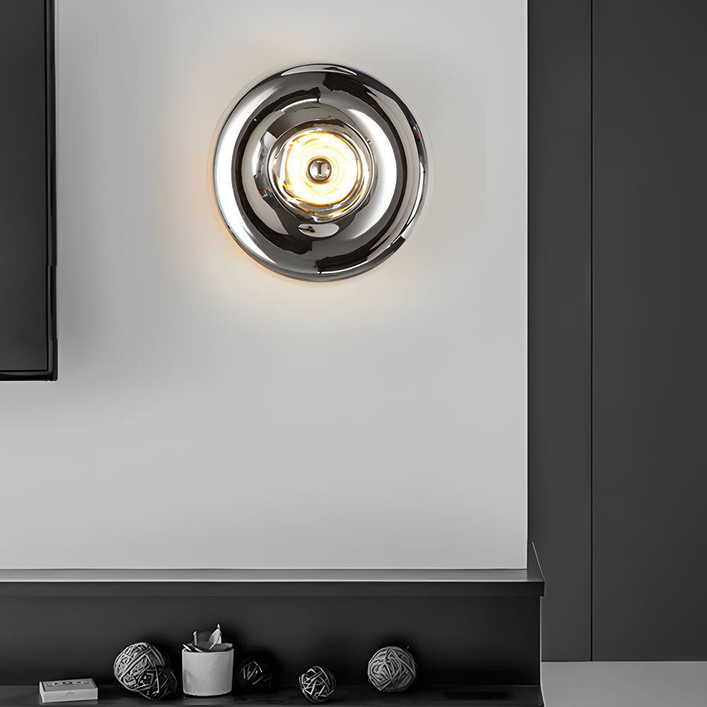 Modern Round Lava Glass Wall Sconce Creative Art Indoor Lighting Fixture in Gold and Silver