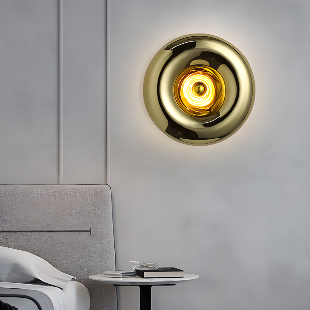 Modern Round Lava Glass Wall Sconce Creative Art Indoor Lighting Fixture in Gold and Silver