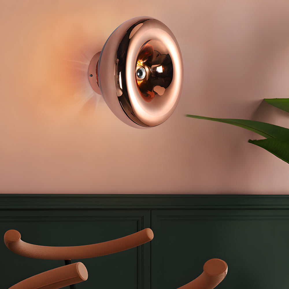 Modern Round Lava Glass Wall Sconce Creative Art Indoor Lighting Fixture in Gold and Silver