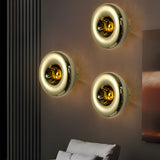 Modern Round Lava Glass Wall Sconce Creative Art Indoor Lighting Fixture in Gold and Silver