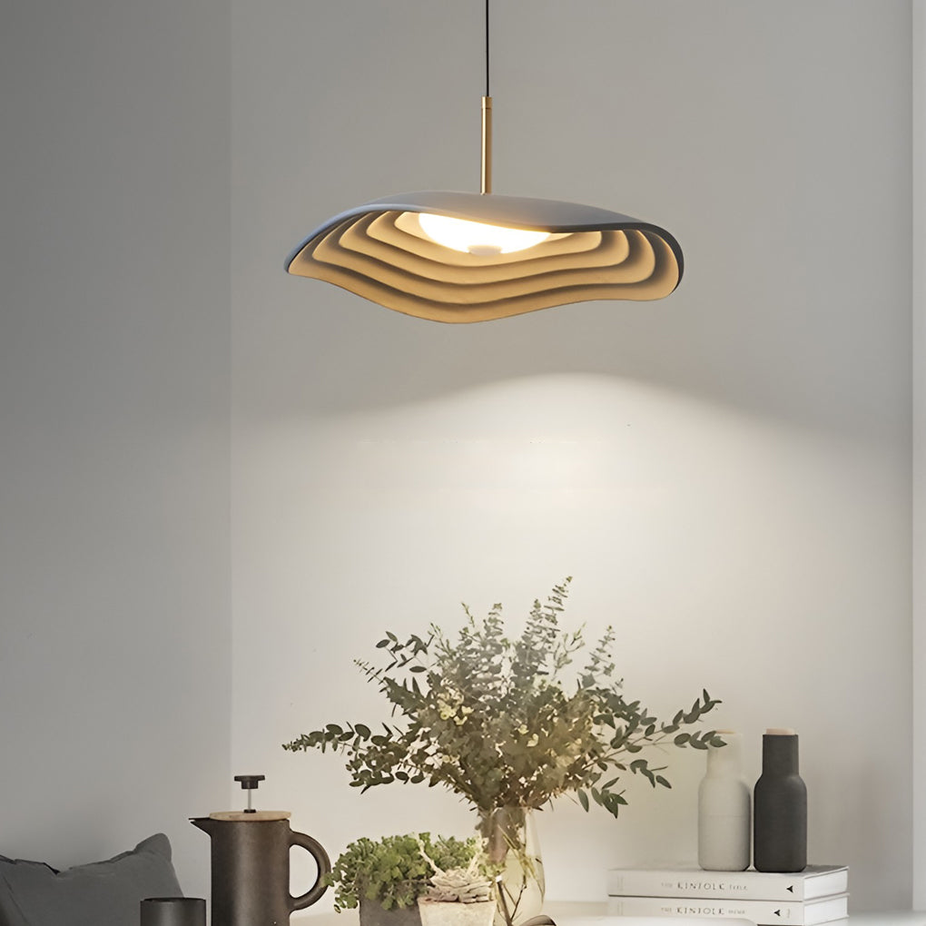 Modern Round LED Chandelier Resin Nordic Pendant Light for Bedroom Living Room Black and Gray