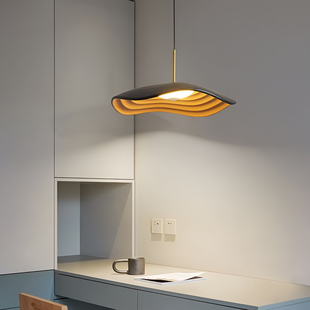 Modern Round LED Chandelier Resin Nordic Pendant Light for Bedroom Living Room Black and Gray