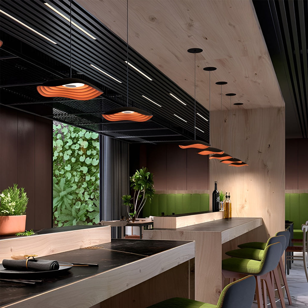 Modern Round LED Chandelier Resin Nordic Pendant Light for Bedroom Living Room Black and Gray