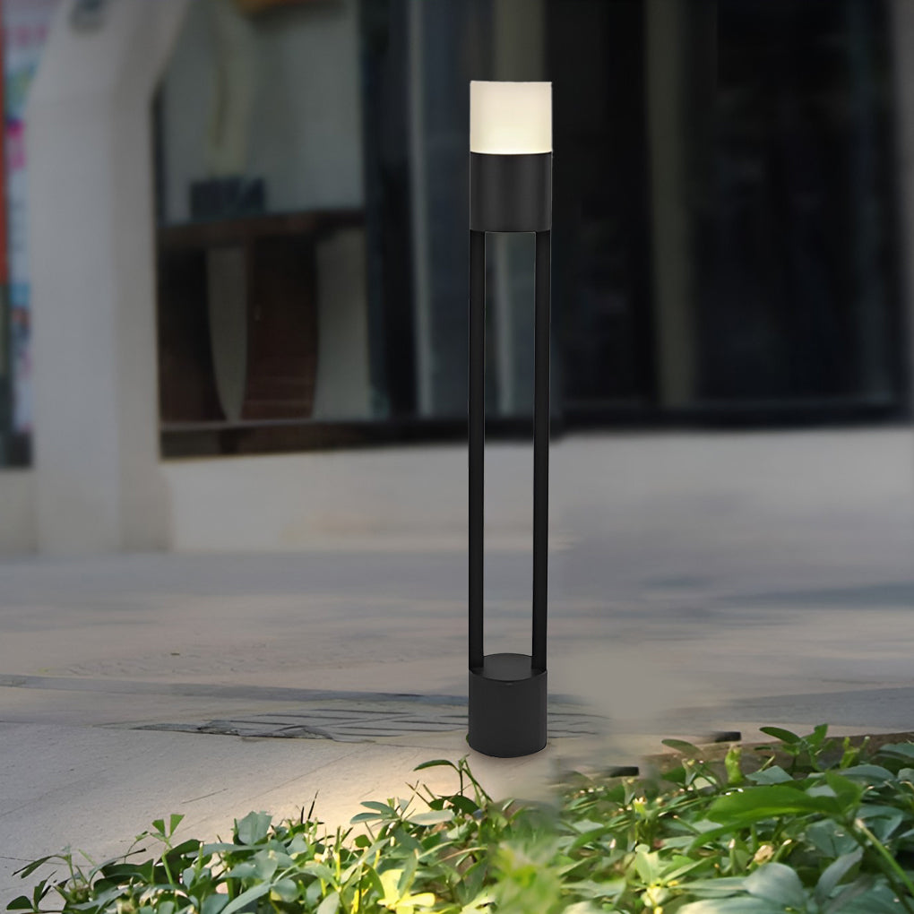 Modern Round LED Outdoor Post Light Minimalist Waterproof Garden Pathway Pole Lamp