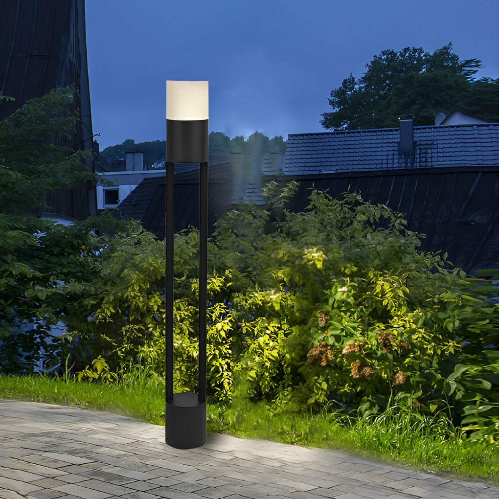 Modern Round LED Outdoor Post Light Minimalist Waterproof Garden Pathway Pole Lamp