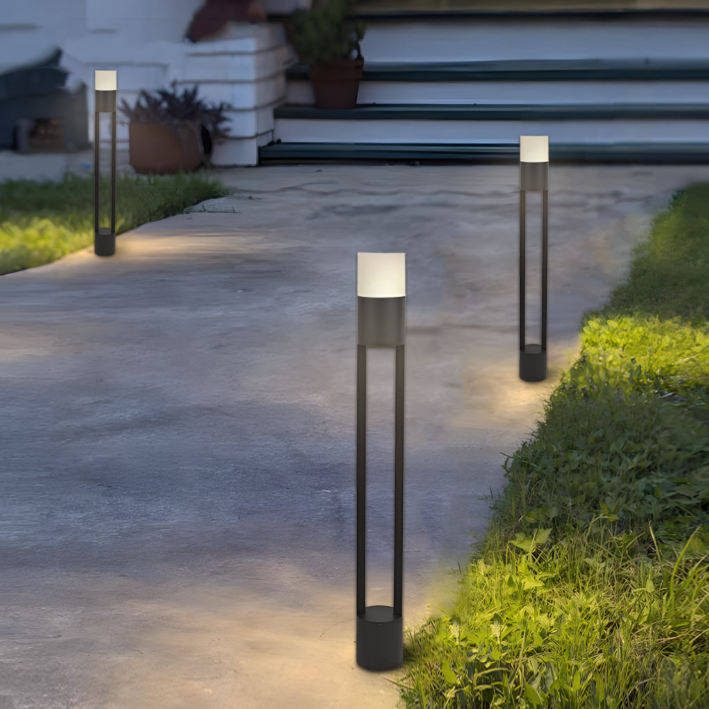 Modern Round LED Outdoor Post Light Minimalist Waterproof Garden Pathway Pole Lamp