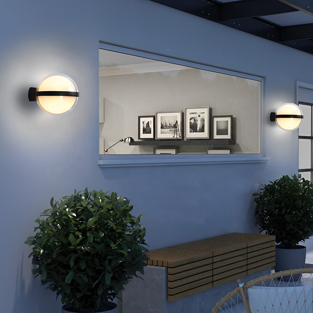 Modern Round LED Up and Down Outdoor Wall Sconce Waterproof Exterior Lighting for Porch Yard