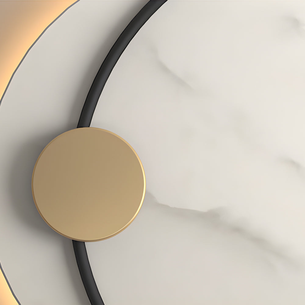 Modern Round Marble LED Wall Sconce Natural Stone Backlit Fixture for Living Room and Bedroom