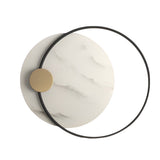 Modern Round Marble LED Wall Sconce Natural Stone Backlit Fixture for Living Room and Bedroom