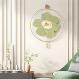 Modern Round Metal Floral LED Wall Clock for Living Room Silent Battery Operated