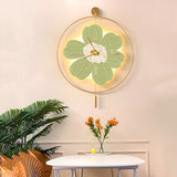 Modern Round Metal Floral LED Wall Clock for Living Room Silent Battery Operated