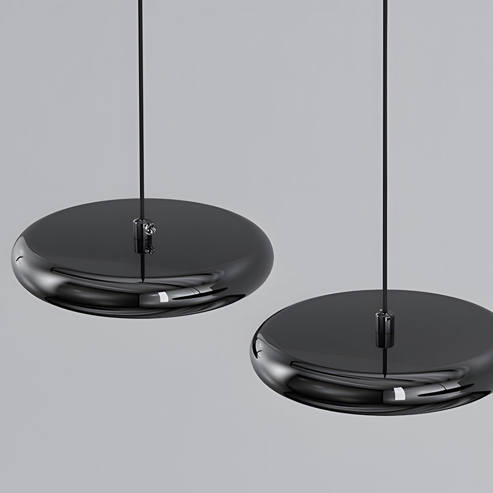 Modern Round Metallic LED Pendant Light for Kitchen Island and Dining Room Black or Chrome